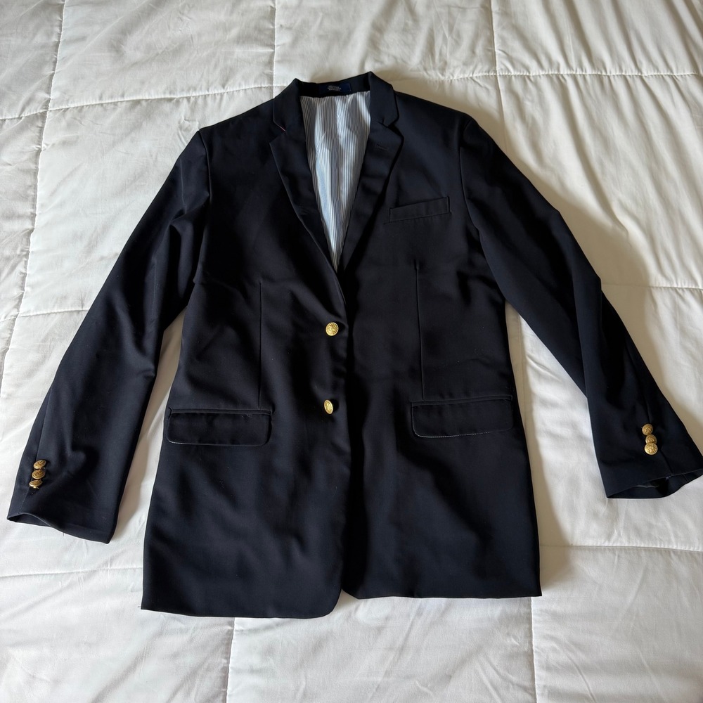 IZOD Boys Navy Blue Blazer Size 20 Regular Gold Button Lined Sport Coat Jacket